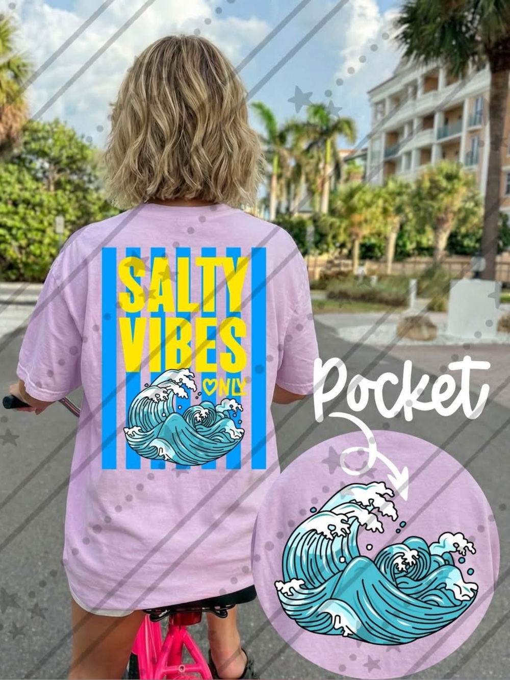 Salty Vibes Graphic Orchid Comfort Colors Tshirt Small-XL